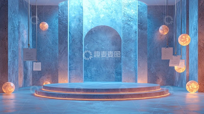 高清大图下载【趣麦麦图】蓝色系几何抽象背景