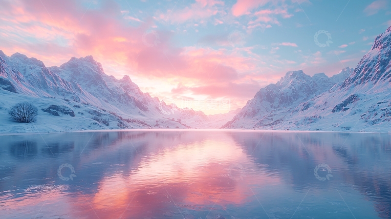 高清大图下载【趣麦麦图】极地雪山日落景色