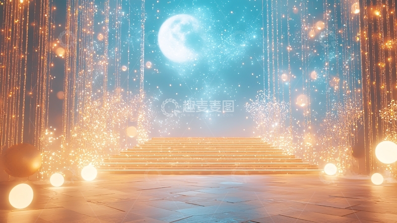 高清大图下载【趣麦麦图】梦幻月光阶梯