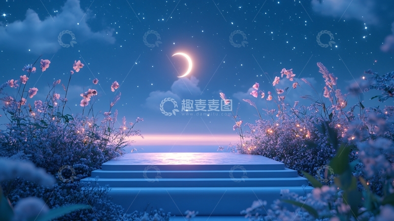 高清大图下载【趣麦麦图】梦幻星空阶梯