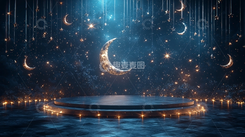 高清大图下载【趣麦麦图】梦幻蓝色星空舞台
