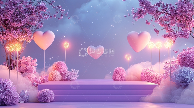 高清大图下载【趣麦麦图】浪漫紫粉色背景