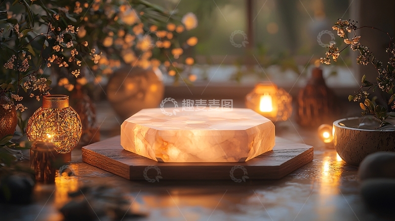 高清大图下载【趣麦麦图】暖光盐灯摆件