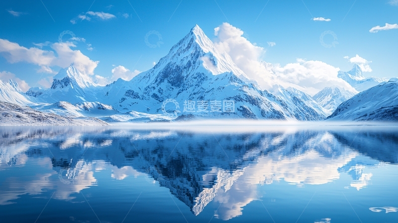 高清大图下载【趣麦麦图】雪山湖泊倒影