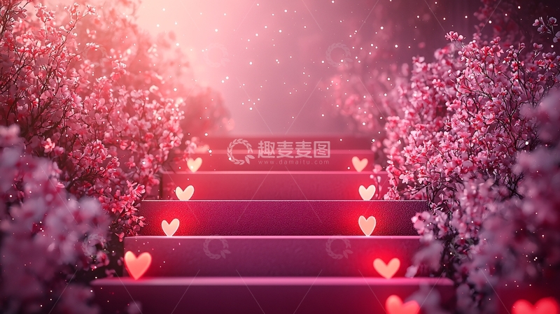 高清大图下载【趣麦麦图】粉色阶梯