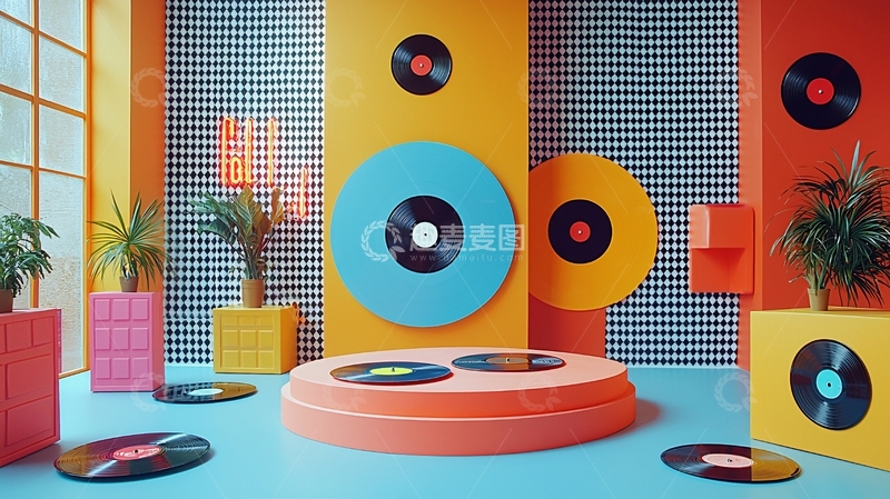 高清大图下载【趣麦麦图】复古唱片背景