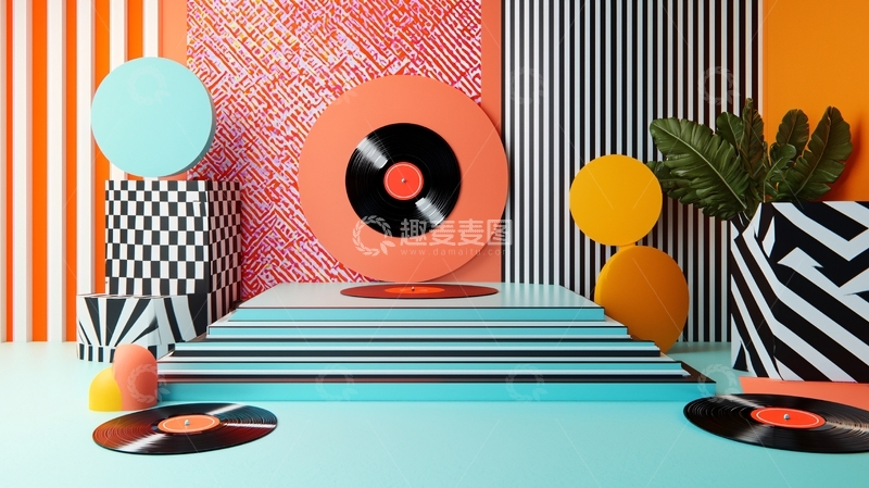 高清大图下载【趣麦麦图】复古几何背景