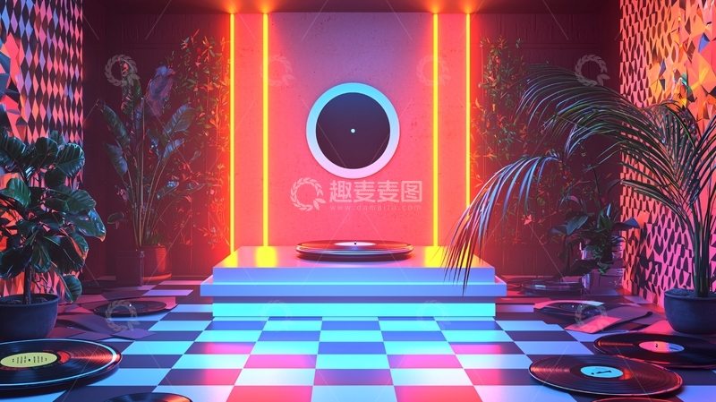 高清大图下载【趣麦麦图】复古霓虹灯背景