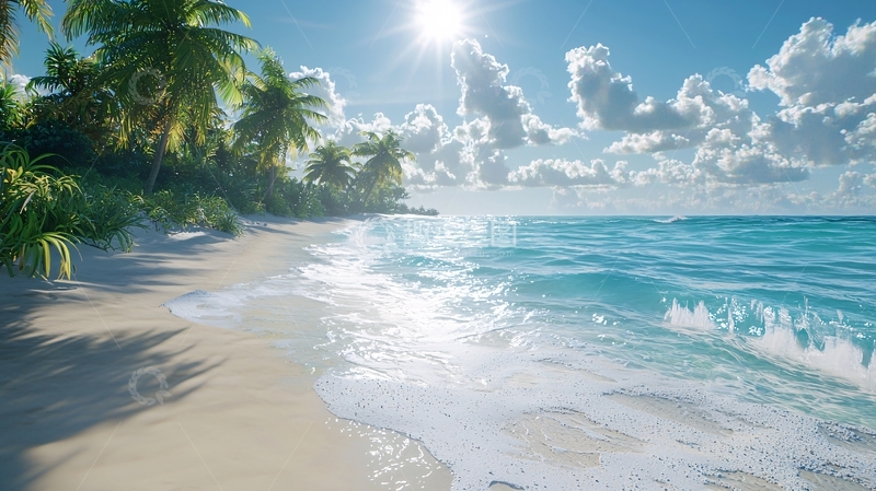高清大图下载【趣麦麦图】阳光沙滩椰树海景