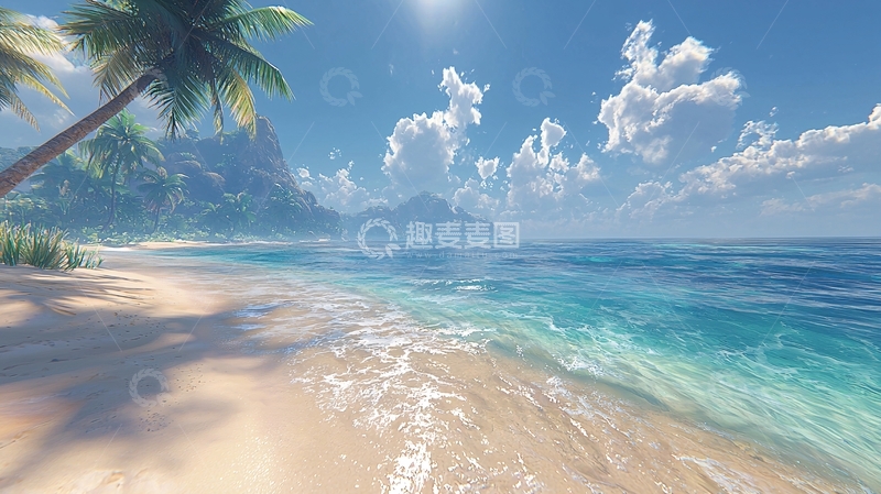高清大图下载【趣麦麦图】阳光沙滩椰树海景
