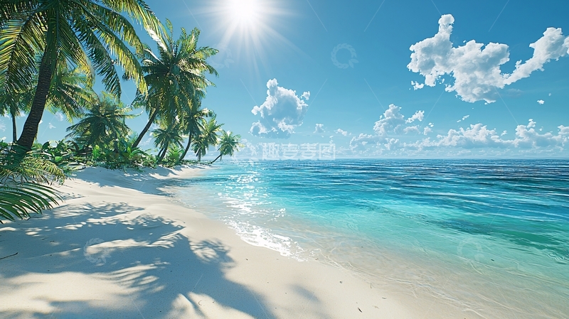 高清大图下载【趣麦麦图】阳光沙滩椰树海景