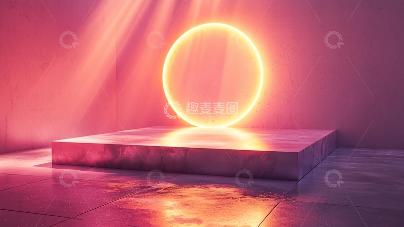 高清大图下载【趣麦麦图】霓虹灯圆环展示台