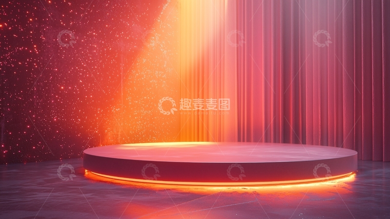 高清大图下载【趣麦麦图】红色光晕下的圆形展台