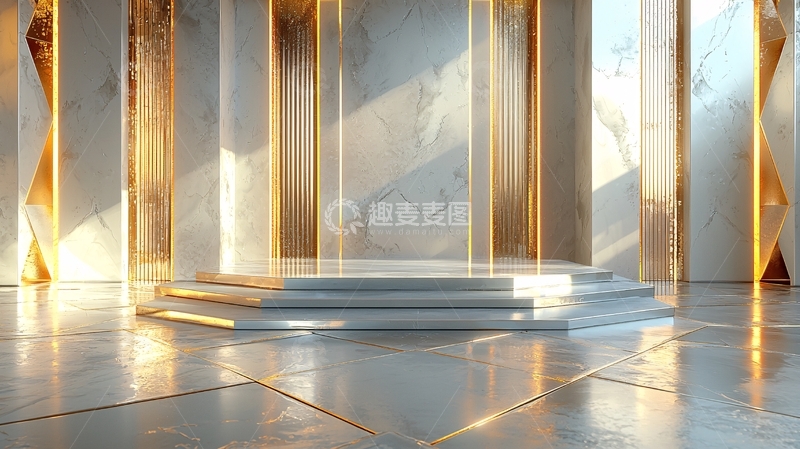 高清大图下载【趣麦麦图】金色大理石展台