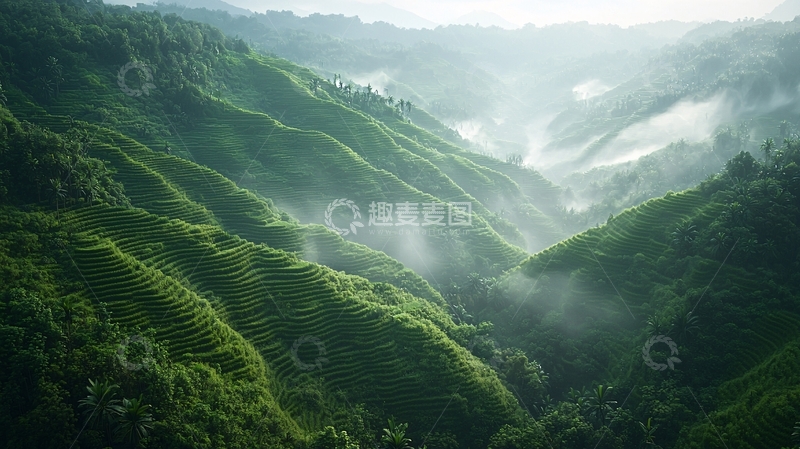 高清大图下载【趣麦麦图】雾气缭绕的山峦