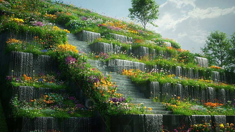 高清大图下载【趣麦麦图】梦幻花园瀑布