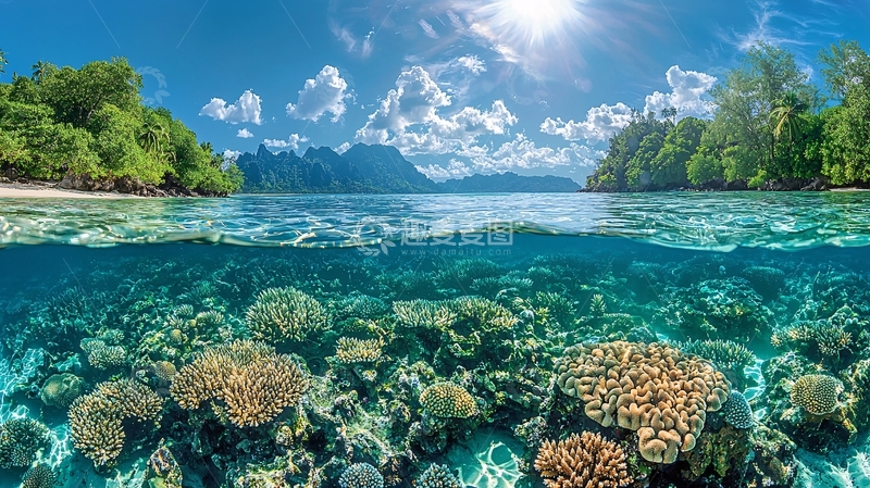 高清大图下载【趣麦麦图】海天一色珊瑚礁风景
