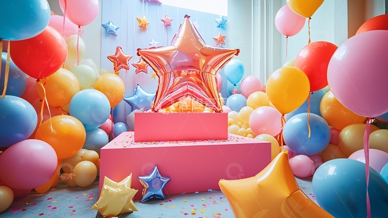高清大图下载【趣麦麦图】彩色气球星形背景