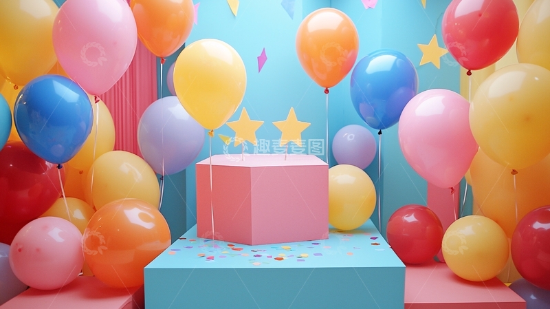 高清大图下载【趣麦麦图】彩色气球背景