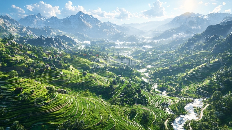 高清大图下载【趣麦麦图】山峦叠翠梯田景色