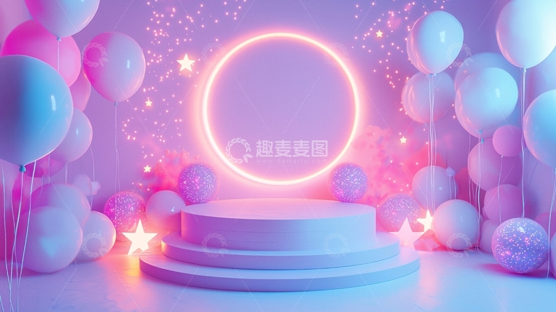 高清大图下载【趣麦麦图】粉色气球梦幻背景