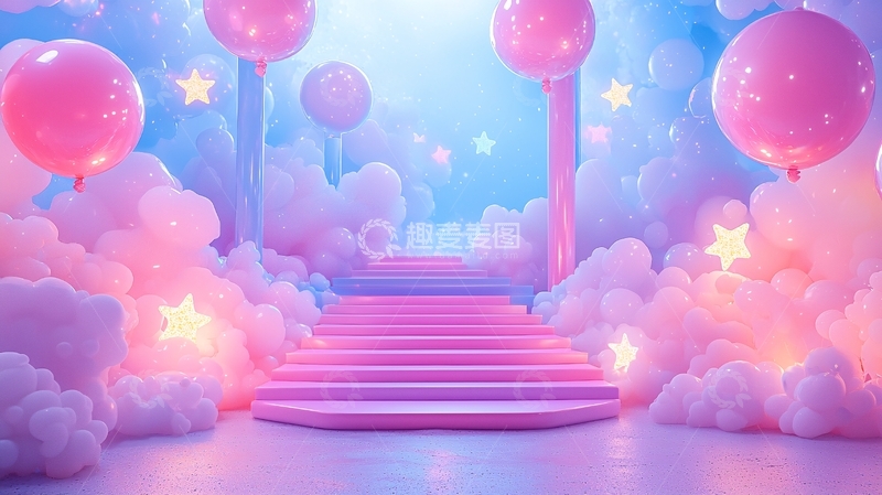 高清大图下载【趣麦麦图】粉色梦幻阶梯