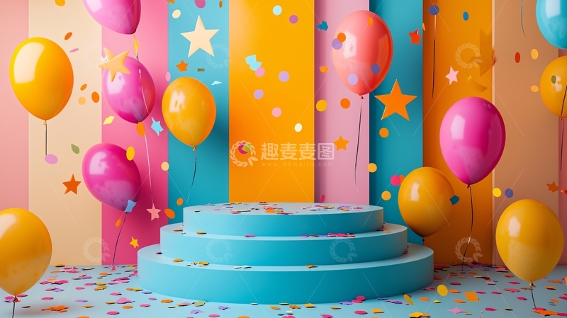 高清大图下载【趣麦麦图】彩色气球背景