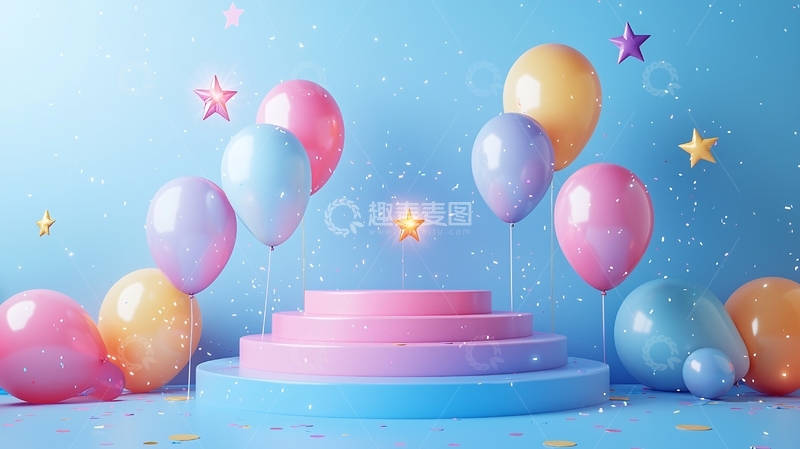 高清大图下载【趣麦麦图】粉色蓝色气球背景