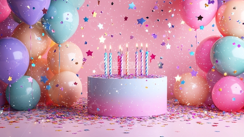 高清大图下载【趣麦麦图】粉色系生日蛋糕