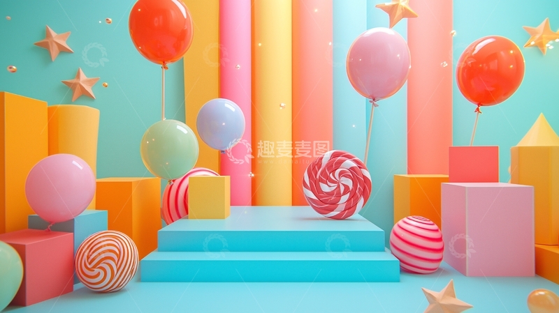 高清大图下载【趣麦麦图】彩色气球和糖果背景