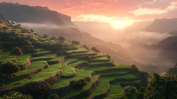 日出山谷梯田景色