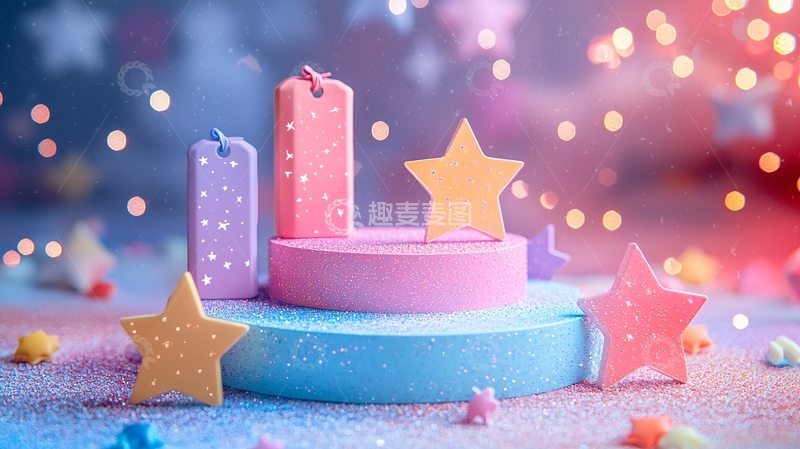高清大图下载【趣麦麦图】梦幻粉色系星星舞台