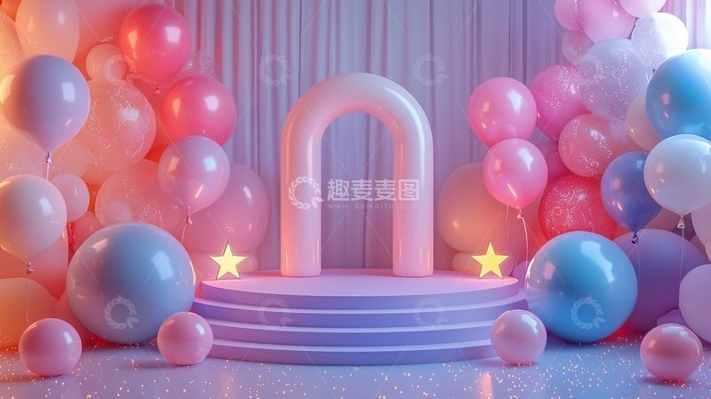 高清大图下载【趣麦麦图】粉色气球背景