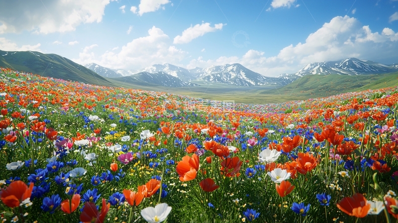 高清大图下载【趣麦麦图】春意盎然的山谷花海