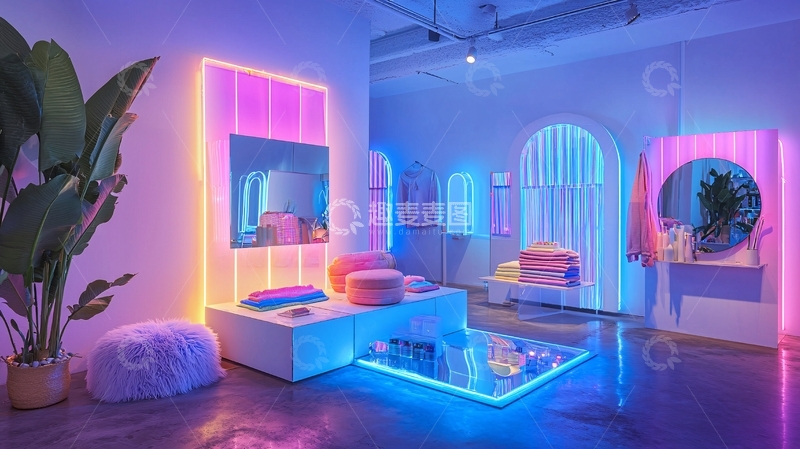 高清大图下载【趣麦麦图】-梦幻霓虹灯房间