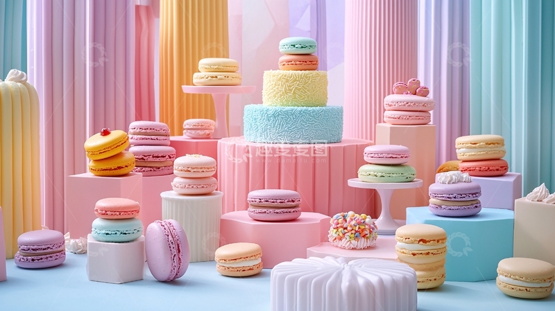 高清大图下载【趣麦麦图】马卡龙甜点派对