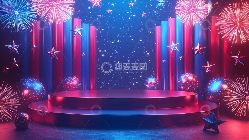 高清大图下载【趣麦麦图】绚丽烟火舞台背景