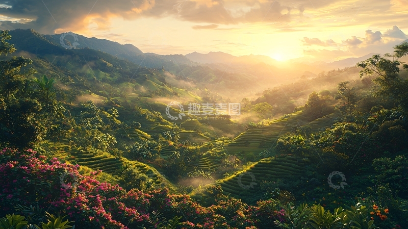 高清大图下载【趣麦麦图】山峦日出壮丽景色