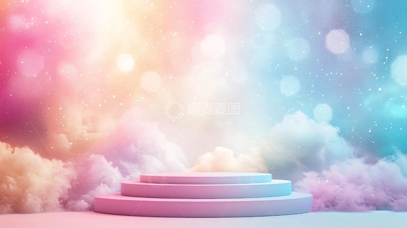 高清大图下载【趣麦麦图】梦幻彩虹阶梯背景