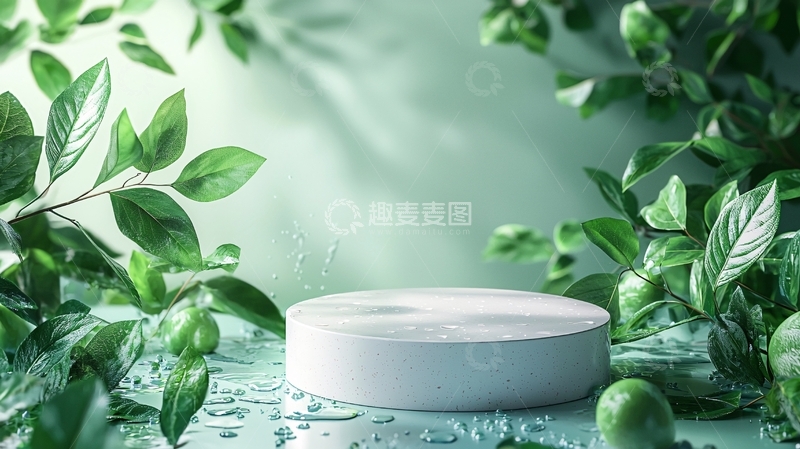 高清大图下载【趣麦麦图】绿植背景产品展示台