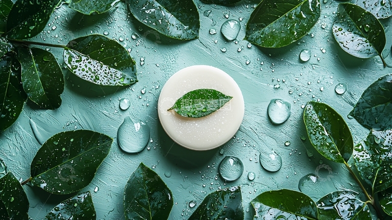 高清大图下载【趣麦麦图】绿叶环绕手工皂