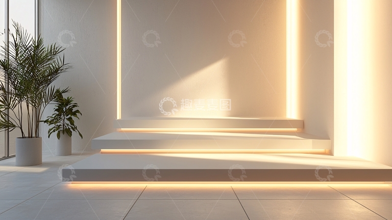 高清大图下载【趣麦麦图】极简风白色阶梯展示台