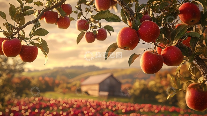 高清大图下载【趣麦麦图】红苹果丰收的田园风光