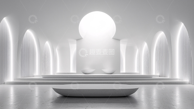 高清大图下载【趣麦麦图】极简白色拱形空间