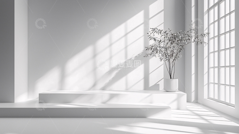 高清大图下载【趣麦麦图】极简白色空间展示台