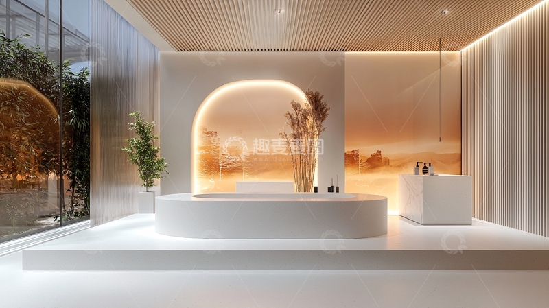 高清大图下载【趣麦麦图】极简风白色弧形前台设计
