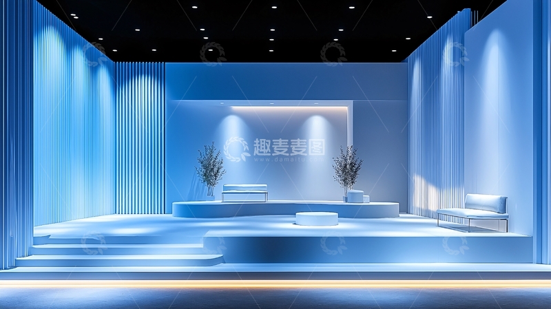 高清大图下载【趣麦麦图】蓝色舞台背景