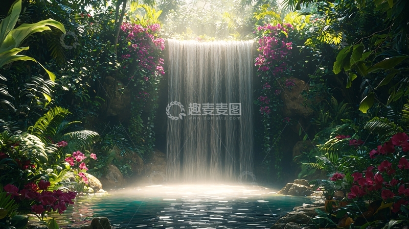 高清大图下载【趣麦麦图】热带雨林瀑布