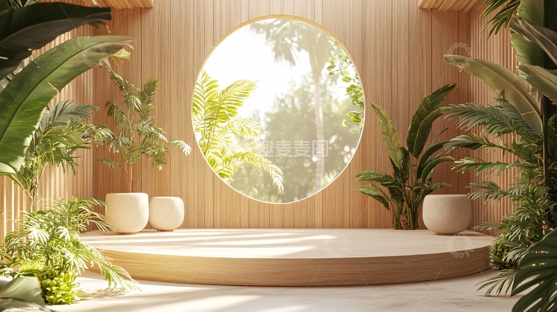 高清大图下载【趣麦麦图】木质圆形展示台