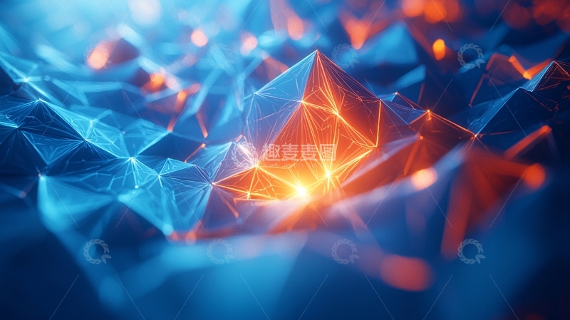 高清大图下载【趣麦麦图】抽象蓝色橙色晶体结构